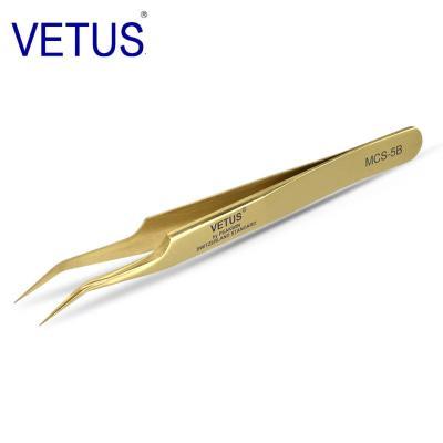 China VETUS Stainless Steel Eyelash Tweezers MCS-5B Custom Eyelash Applicator Volume Tweezers Durable Tube Eyelash Tweezers for sale