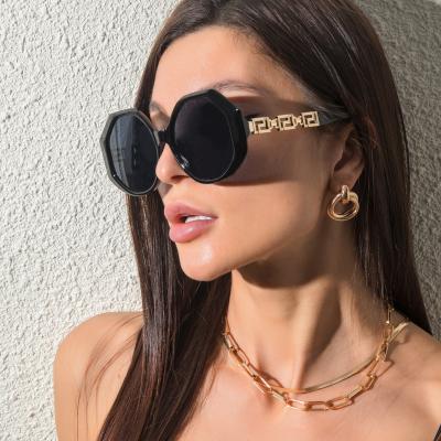 China Fashion Environmental Friendly Wholesale Women YNOT Hollow Temples Ladies Design Round Polygon Retro Stylish Sunglasses New for sale