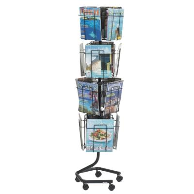 China Shops Display Complete Solution Floor Metal Postcard Merchandise Brochure Rotating Retail Display Rack for sale