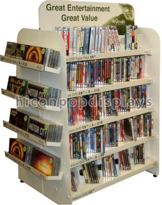 China Free Custom Retail Free Standing 4-Way Book Shelves White Metal Comic Book Store Commercial Display Stands for sale