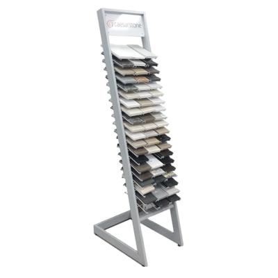 China Store Decoration Floor Stone Tiles Retail Store Metal Frame Marble Freestanding Promotional Showroom Rack for sale