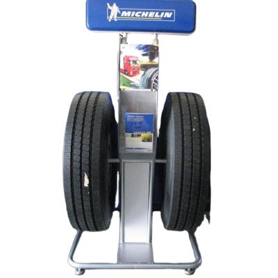 China Heavy Duty Free Standing Wheel Rim And Tire Display Rack Car Auto Spare Parts Free Custom Showroom Design for sale