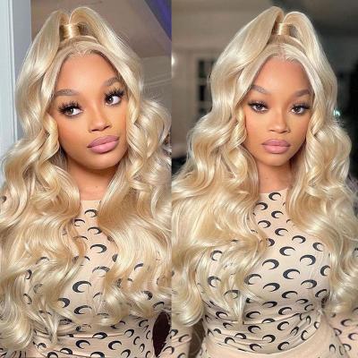 China Body Wave Transparent Lace Frontal Wig Pre Plucked  Brazilian Human Hair Wigs Body Wave 613 Blonde Lace Front Wig for sale