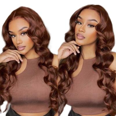 China Body Wave Dark Brown Lace Front Wig For Black Women extensions human hair Body Wave Chocolate Brown Lace Front Wigs for sale