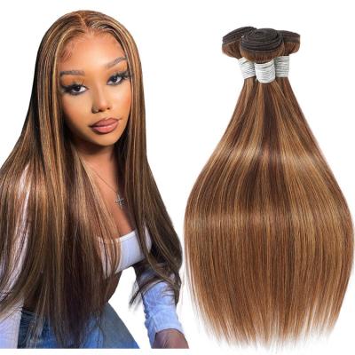 China Straight Brazilian Ombre Brown Hair Weave Extensions Human hair Honey Blonde Bundles Highlight Straight Bundles for sale