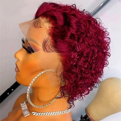 China Curl Human Hair Short Bob  For Black Women Lace Front Human Hair Wig Pixie Cut Wig Human Hair 13x1 Lace Frontal Wigs for sale