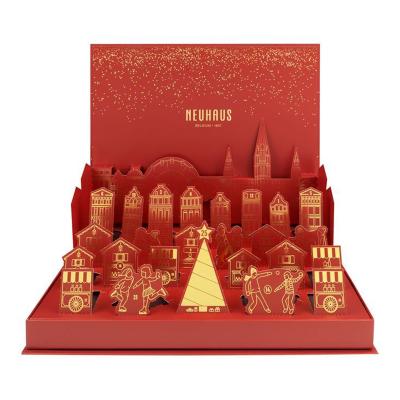 China Recycled Materials Custom Make Up Decoration Paper Box Advent Mystery Box Empty Christmas Eve Chocolate Calendar Packaging Paper Gift Box for sale