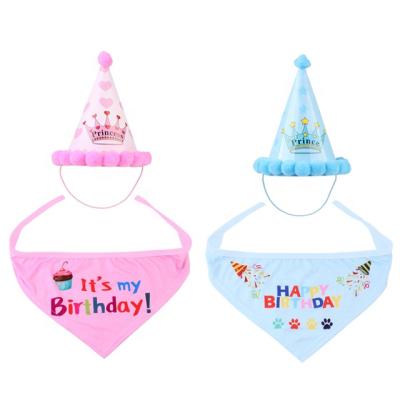 China Pet Party Hat Pets Birthday Hat Saliva Towel Set New Dog Pet Birthday Party Hat Pet Saliva Towel Set for sale