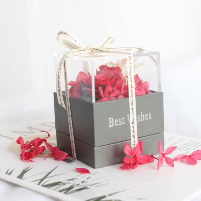 China Red Preserved Flower Rose Jewelry Box Gift Box 2019 New Romantic Design For Valentines Day Gift for sale