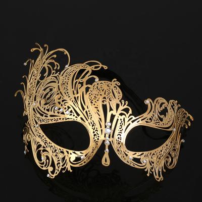 China Metal Metal Laser Cut Masquerade Mask Venetian Masquerade Mask For Women Ultralight Metal Mask for sale