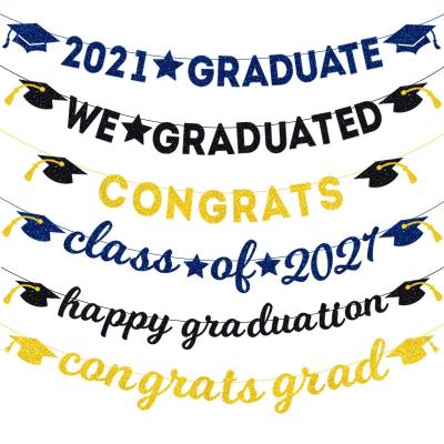 China Class of 2021 Graduation Party Supplies 2021 Theme Birthday Graduation Banner Congratulations Graduate Graduation Party Decorations for sale