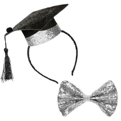 China 2019 Graduation Mini Cap Headband And Sequin Graduation Bow Tie Set Halloween Graduation Party Decorations Supplies for sale