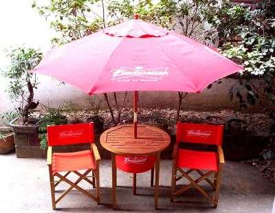 China China LFurniture Double Foldable Wooden Beach Chair with Wooden Ice Bucket Table and Beach Umbrella-9 for sale