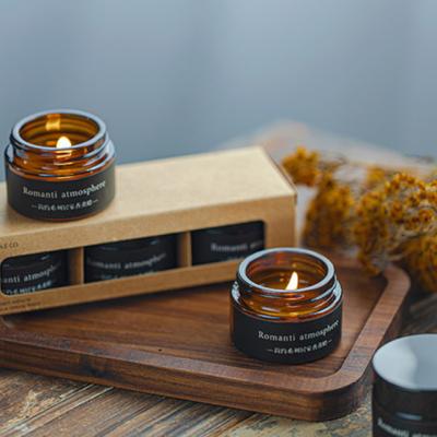 China New Air New Air Table Decoration Brown Glass Bottle Creative Fresh Soy Wax Scented Candle Set for sale