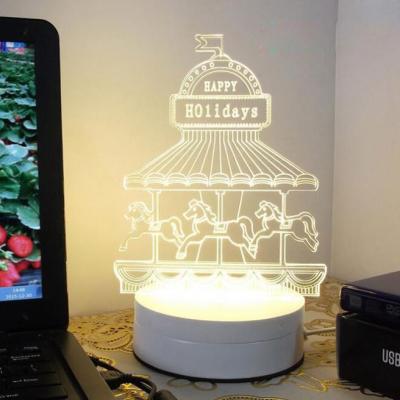 China Lighting Functions Hot Sell 3D Illusion Night Light Crystal Custom Design Hotel Decor LED Desk Lamp for sale