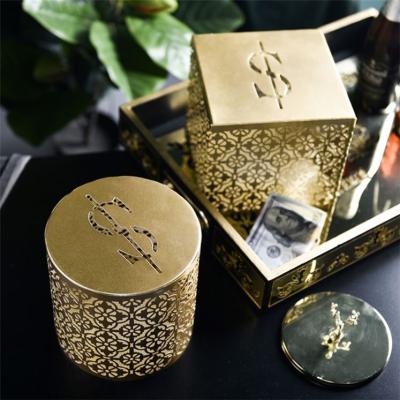 China Morden Wrought Iron R Decorations Storage Box Food Storage Jar Luxury European Style Gold Home Decor for sale