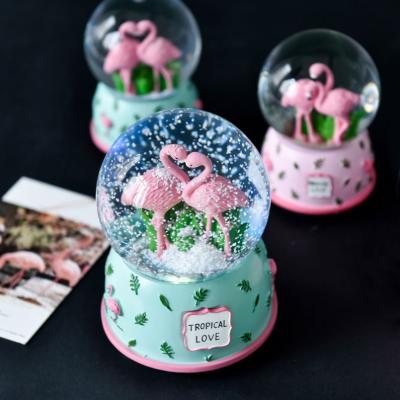 China 100% Handmade Crystal Ball Creative Birthday Valentine Gift Lantern Flamingo Central Institute of Statistics Desk Decorations for sale