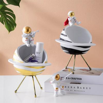 China China Creative Cartoon Resin Open Storage Dish Astronaut Planet Home Decor for sale