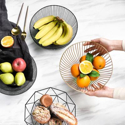 China Home Fruit Tray Iron Storage Basket Nordic Simple Creative Style Decor Viable Wrought Iron Basket for sale