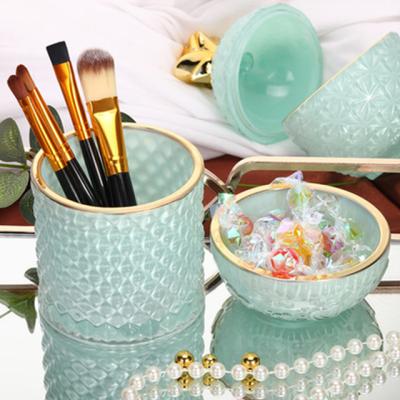 China Hot Sale Colorful Cover Candlestick Kitchen Storage Glass Bottles And Jars Home Decoration for sale