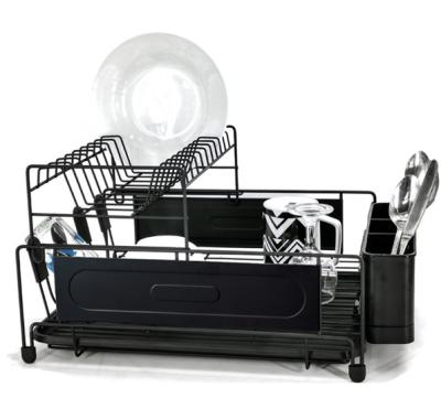 China Minimalist High Dish Rack Stainless Steel Dish Rack Kitchen Cost Effective Black for sale