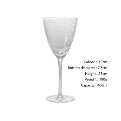 China Hammer Texture 400ml Hammer Texture Wine European Style Household Glass V-Shaped Tumbler New for sale