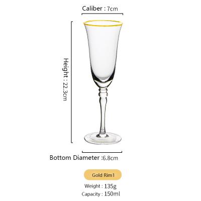 China Minimalist Gold Plated Rim Glass Lead Free Crystal Red Wine Glass Household Champagne Glass for sale