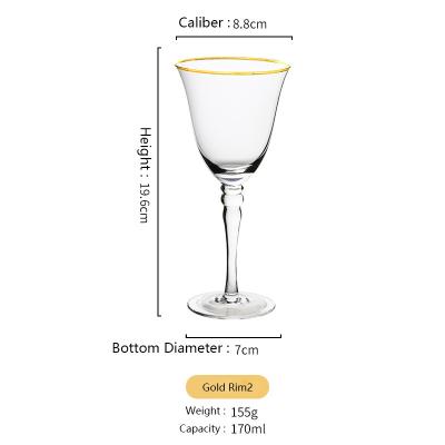 China Minimalist Single Rim Goblet Crystal Glass Champagne Gold House Red Wine Glass Tumbler for sale