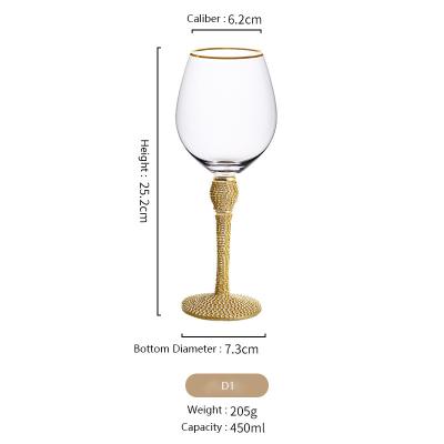 China Minimalist European Style Creative Gold Rim Wine Glass Diamond Goblet of Crystal Glass Red Wine Glass for sale