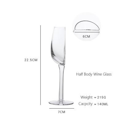 China Minimalist 140ml Crystal Red Wine Glass Special-Shaped Household Champagne Glass Semi-Circular Body Wine Glass for sale