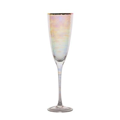 China Creative home gold Rim Wine Glass Champagne Cup red wine color minimalist 260ml glass goblet colorful for sale