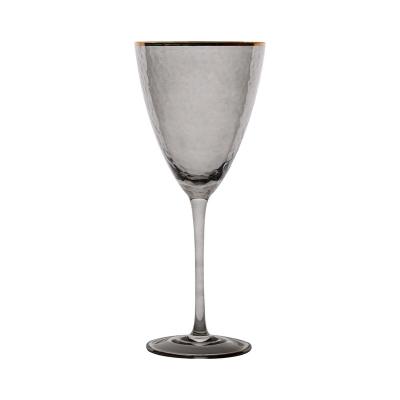 China Creative Home Gold Rim Wine Glass Champagne Cup Red Wine Color Plating 400ml Glass Goblet Colorful for sale