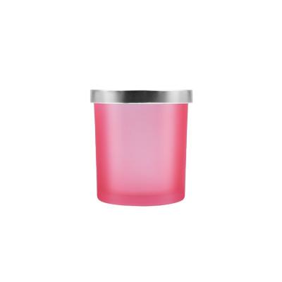 China Sustainable Custom Pink 300ml Candle Glass Jar With Different Kind Lid for sale