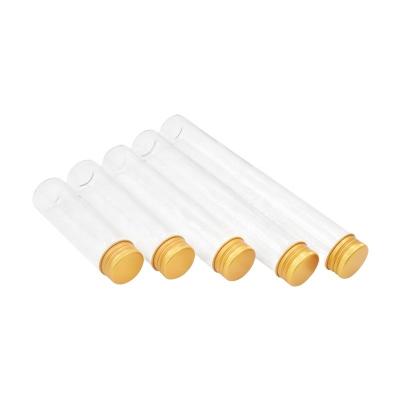 China Food 30mm Diameter 3cm Transparent Food Grade Customized Round Flat Bottom Borosilicate Glass Test Tube Vials With Gold Screw Lid for sale