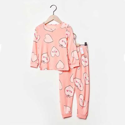 China Breathable High Quality Children Home Wear Clothes Sets 95% Bamboo Soft Clothes Kids Girls Pajamas Set for sale