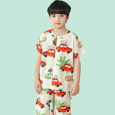 China Cartoon Kids Pajamas Girls Boys Long Sleeve Solid Print QUICK DRY Fashion Cotton Kids Sleepwear for sale