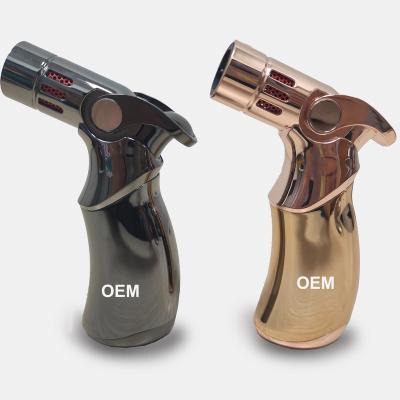 China 938 Tables Minimalist Butane Gas Refillable Luxury Jet Four Flame Cigar Torch Lighter for sale