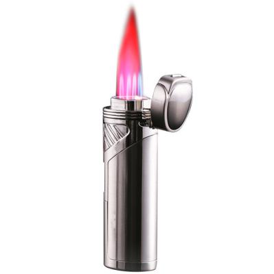 China Minimalist Windproof Inflatable Cigar Four Lighter Multifunction Straight Red Flame Cigar Lighter for sale