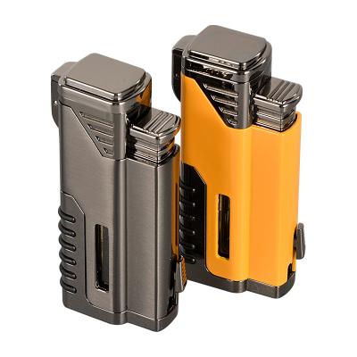 China Minimalist Outdoor Portable Cigar Lighter Directly Four Flames High End Gift Box Packing for sale