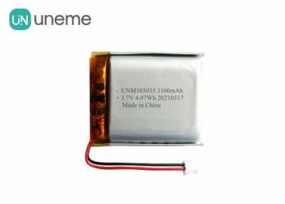 China 3.7v 1100mah Lithium Polymer Battery / Deep Cycle Rechargeable Lipo Battery 103035 for sale