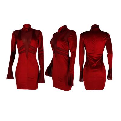 China 2021Hot Anti-Static Sell Customizable Casual Sexy Women's Solid Color V Dress Suits for sale