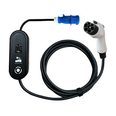 China Portable Screen Display 32A 7kw Ev Charger Connector Mode 2 Type - 2 EVSE Electric Car Fast Charger for sale