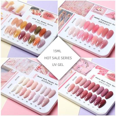 China Nail Professional Salon Hot Sale Gel Nail Polish Kit 1 Kg No Wrinkle Logo Nail Art UV Gel Color Gel Painting Hard for sale