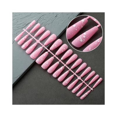 China French Custom Press On Nails High Quality New Fashion Red Paillette Fake Nails Long Curve Artificial Nails for sale