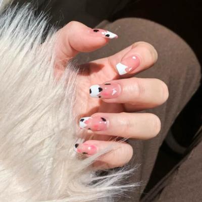 China Wholesale High Quality Salon Effect Tapered Press On Nails Super Cute Soft Cows Artificial Nails for sale