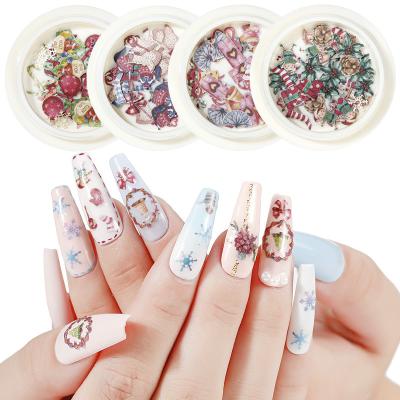 China Garland Series Christmas Wood Pulp three-dimensional nail patch high-grade color salon effect nail art for sale