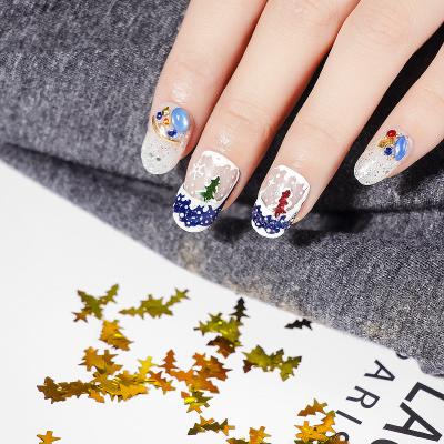 China Salon Effect Christmas Series Snowflake Bells Leaf Glitter Nail Patch Polish Festival Decoration for sale