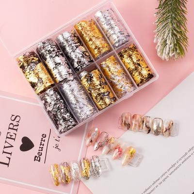 China Salon Effect Hot Sale Nail Art Gold Foil Fragment Sally Net Star Foil Star Paper Glitter Luxury Ornate Correction for sale