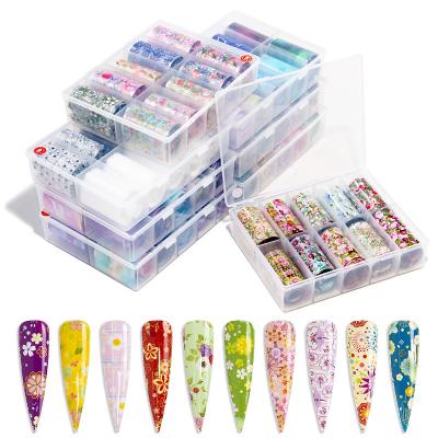 China Popular Sky Starry Starry Printing Salon Effect Flower Pearl Rose Nail Art Starry Paper Beaded Set for sale