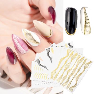 China Custom three-dimensional gold salon effect nail stamp hot line 3d stickers charms irregular sparkles for sale